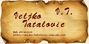 Veljko Tatalović vizit kartica